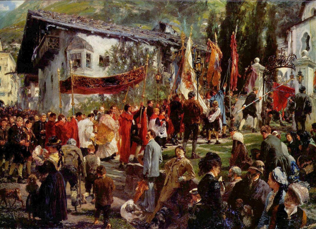 Fronleichnamsprozession in Hofgastein von Adolph Menzel