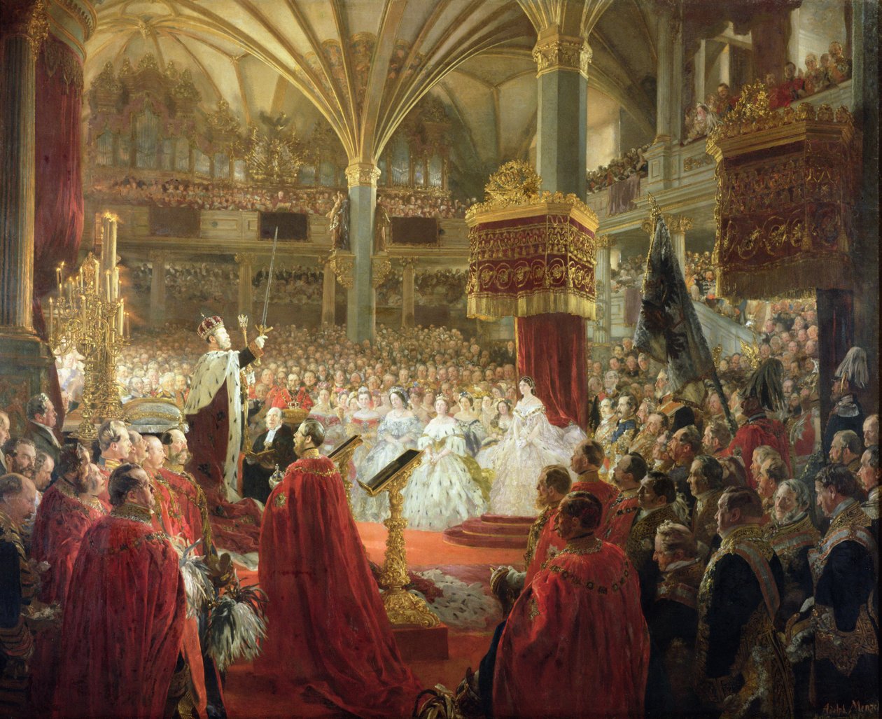 Die Krönung von König Wilhelm I. in Königsberg, ca. 1861-65 von Adolph Menzel