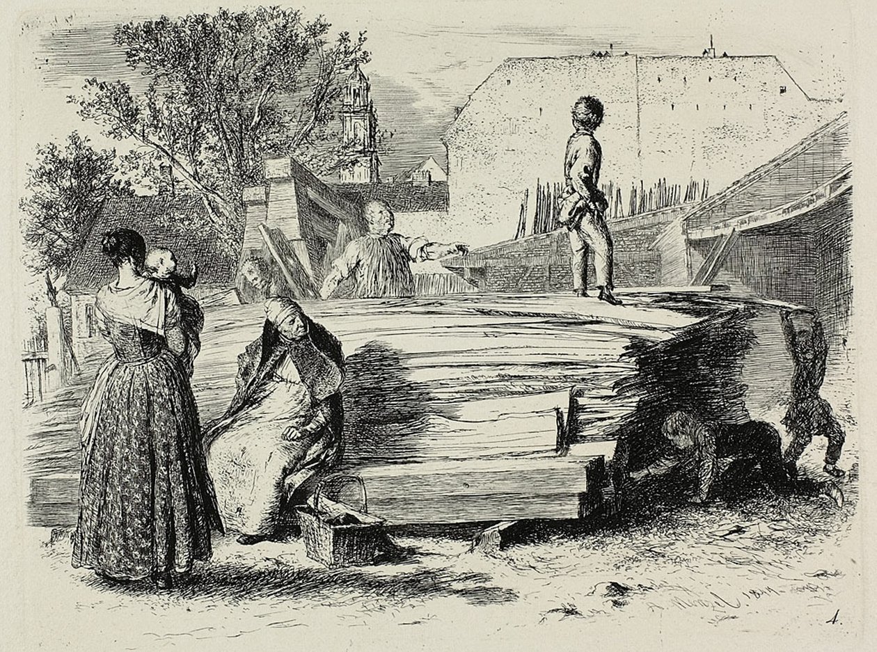 Platte vier, aus Radierversuche von Adolph Menzel