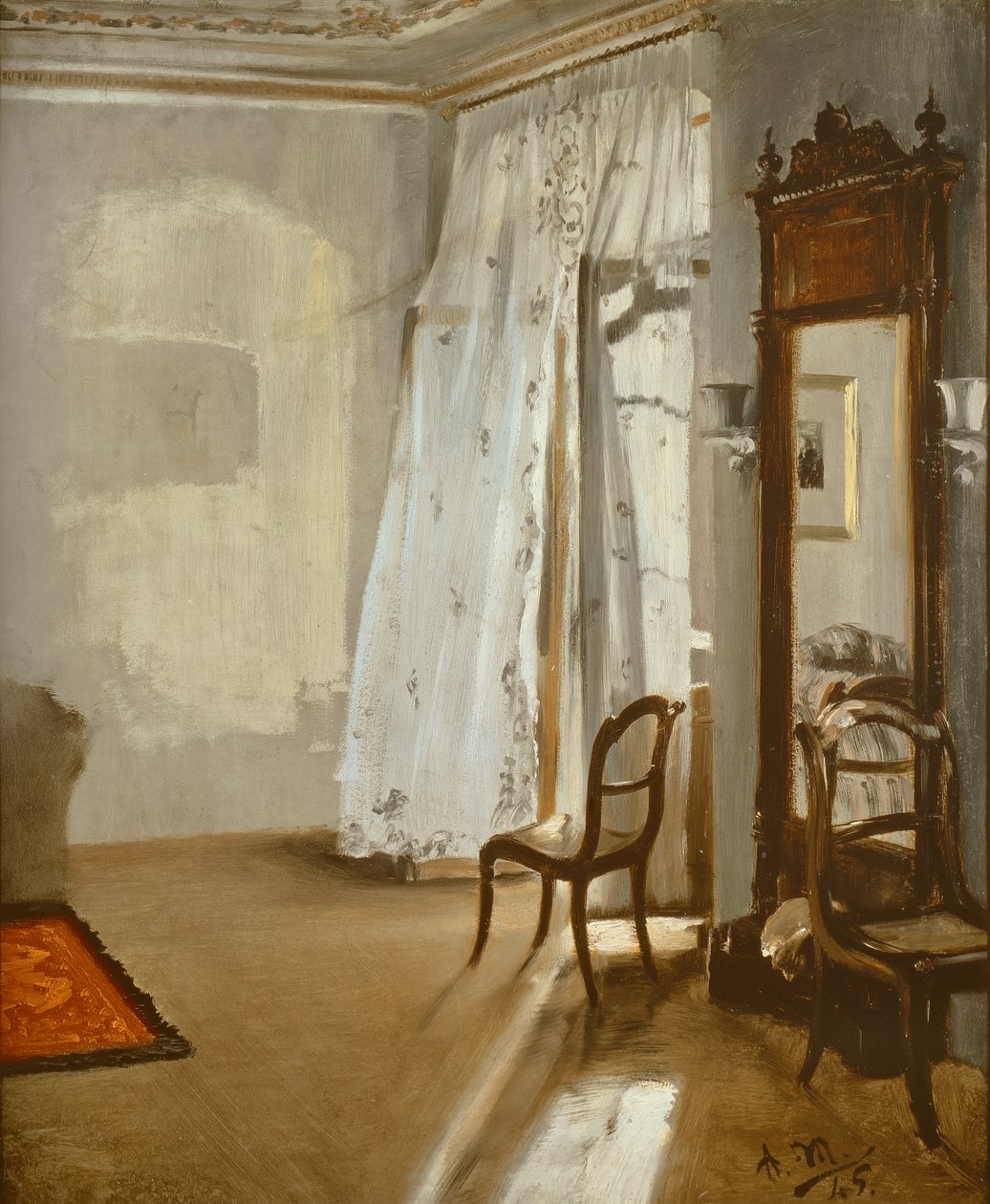 Zimmer mit Balkon von Adolph Menzel
