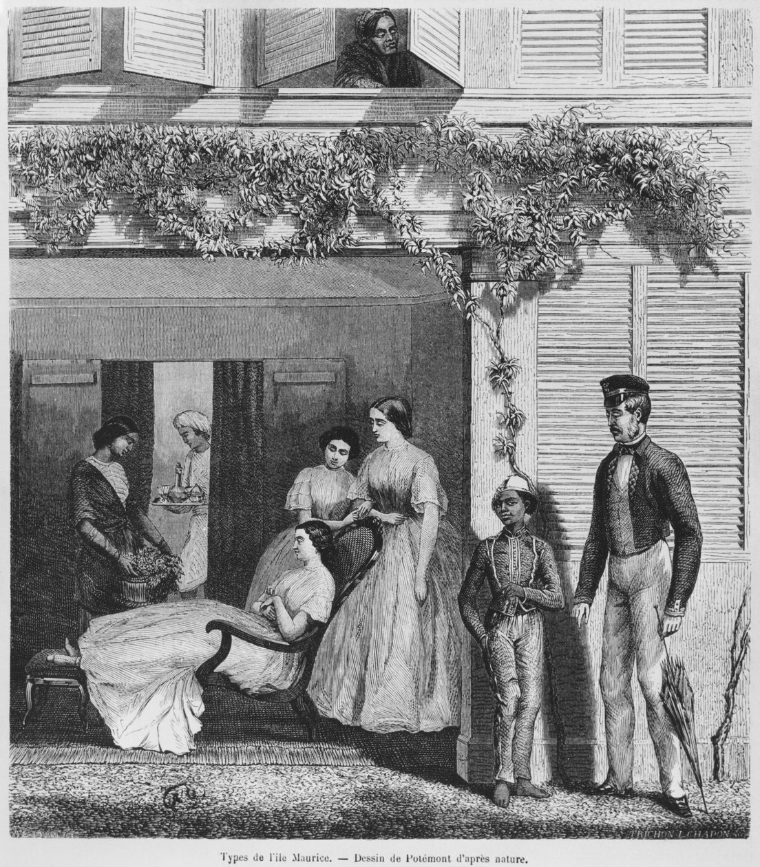 Europäische Menschen und Einwohner von Mauritius, ca. 1857 von Adolphe Martial Potemont