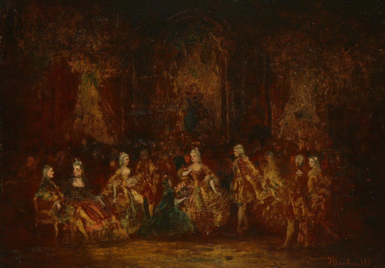 Personen in Louis XV Kostümen, ca. 1880 von Adolphe Monticelli