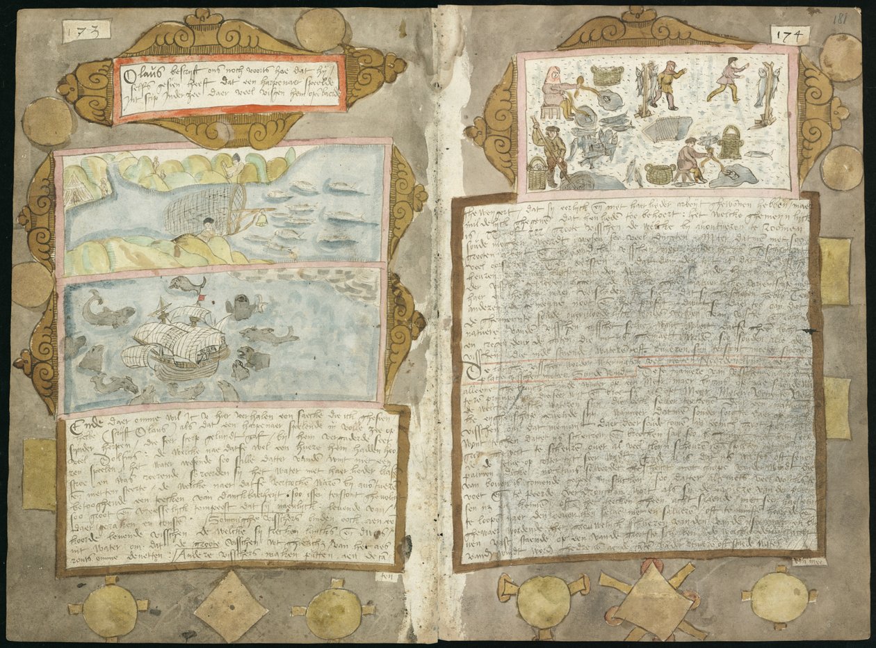 Adriaen Coenens Visboeck - KB 78 E 54 - Folios 180v (links) und 181r (rechts) von Adriaen Coenen