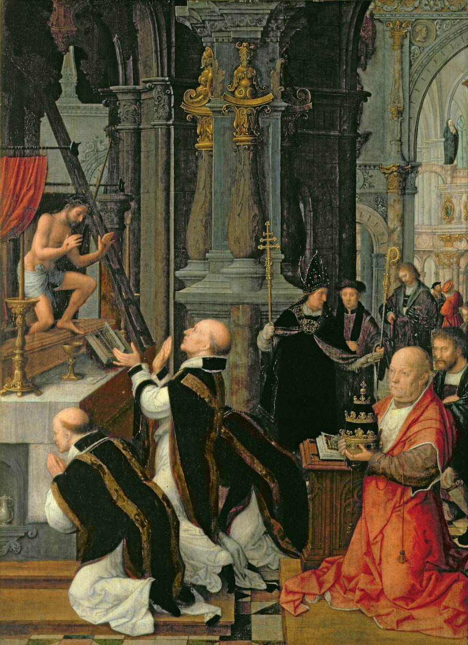Die Messe des Heiligen Gregor von Adriaen Isenbrandt or Isenbrant