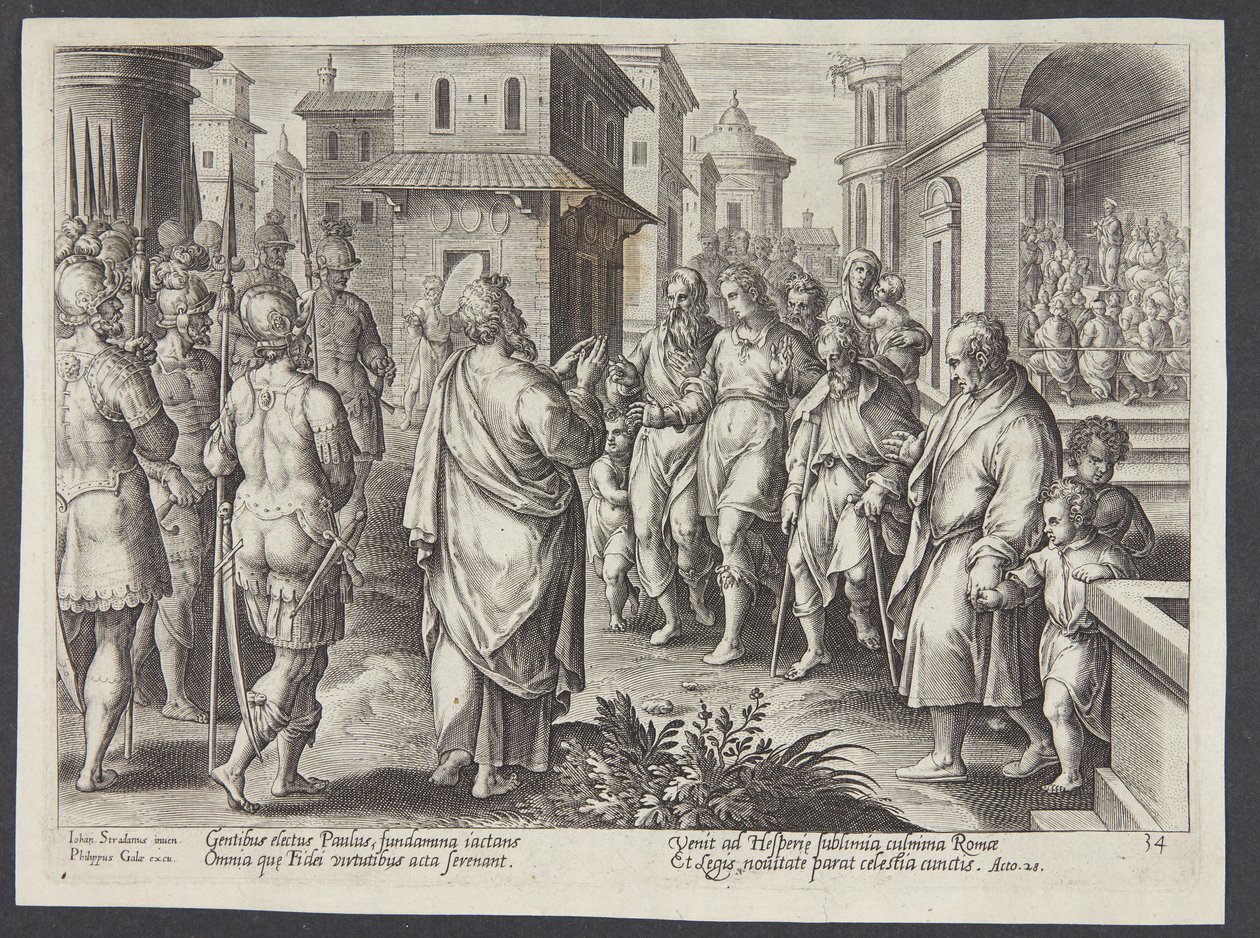St. Paulus predigt in Rom von Adriaen Collaert
