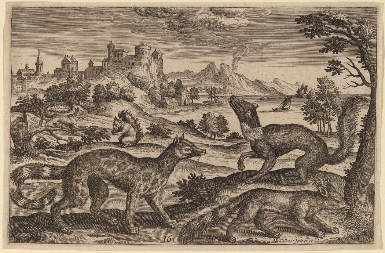 Wiesel und Eichhörnchen von Adriaen Collaert