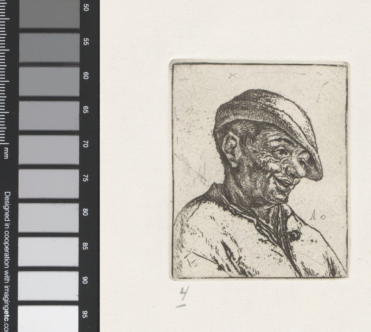 Büste eines lachenden Bauern von Adriaen van Ostade