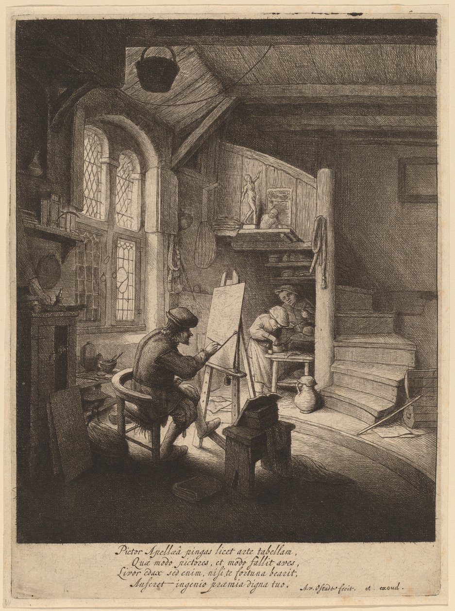 Maler in seinem Atelier von Adriaen van Ostade