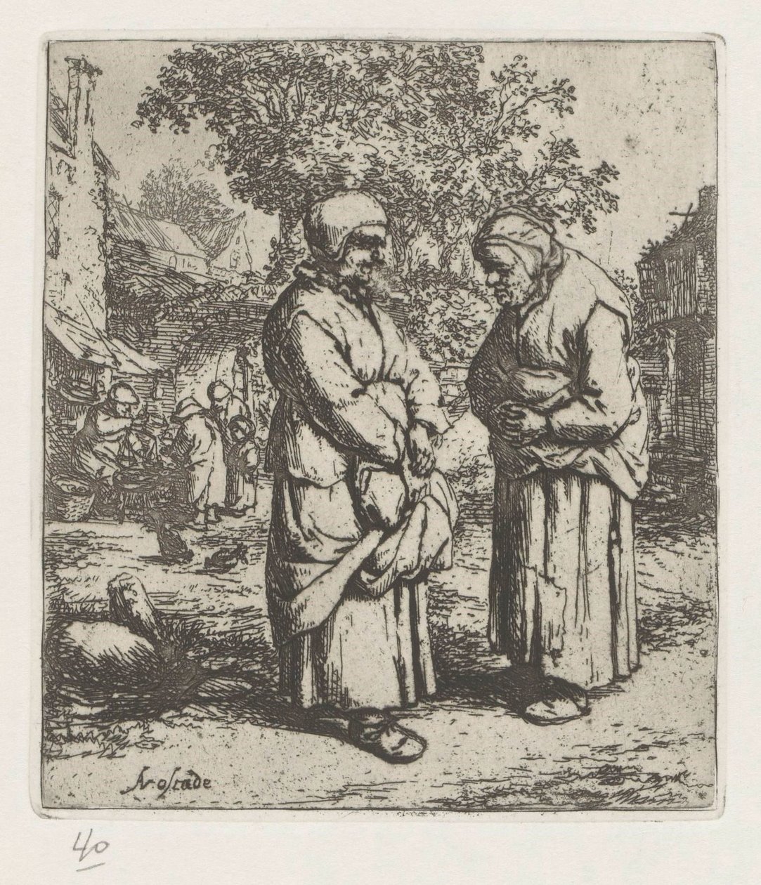 Zwei alte Frauen im Gespräch von Adriaen van Ostade