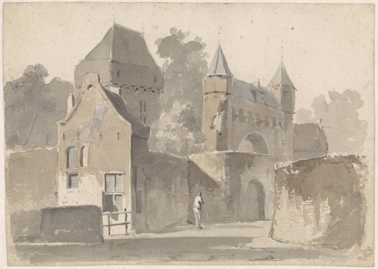 Ansicht eines Stadttors von Adrianus Eversen