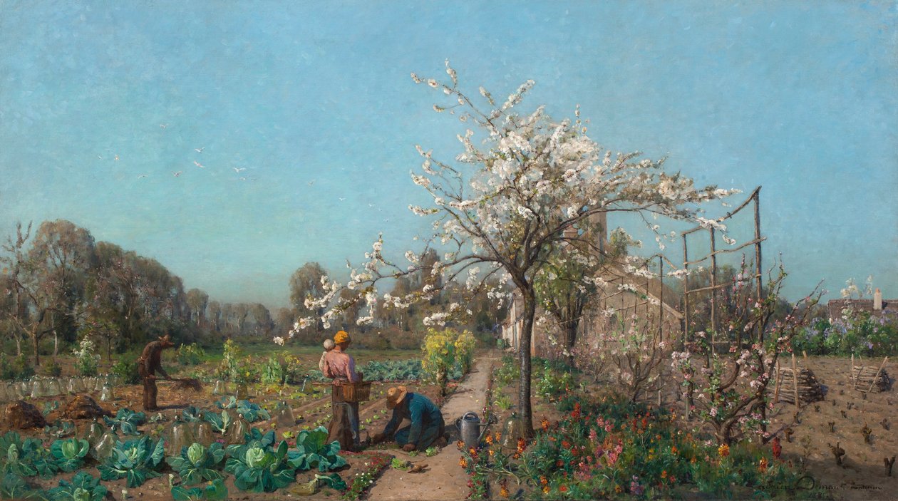 Der Garten im Frühling, 1885 von Adrien Louis Demont