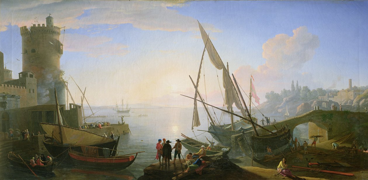 Hafen bei Sonnenuntergang von Adrien Manglard