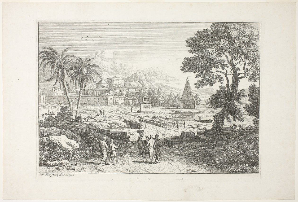 Landschaft mit zwei Palmen von Adrien Manglard