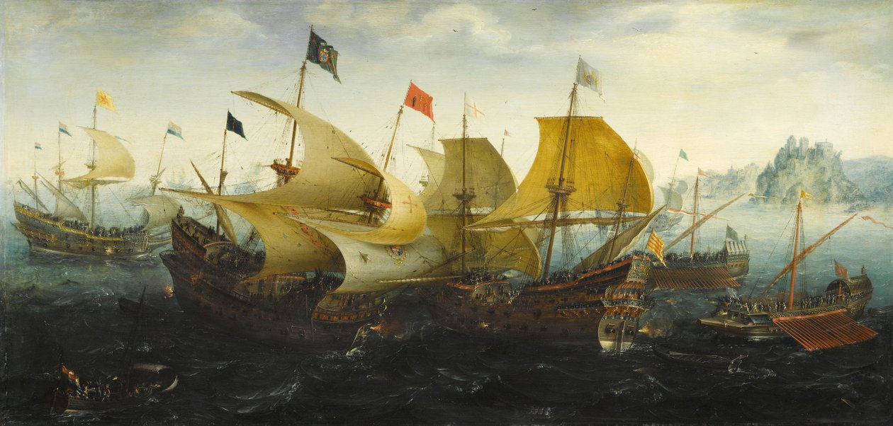 Die Schlacht von Cádiz, 1587 von Aert van Antum