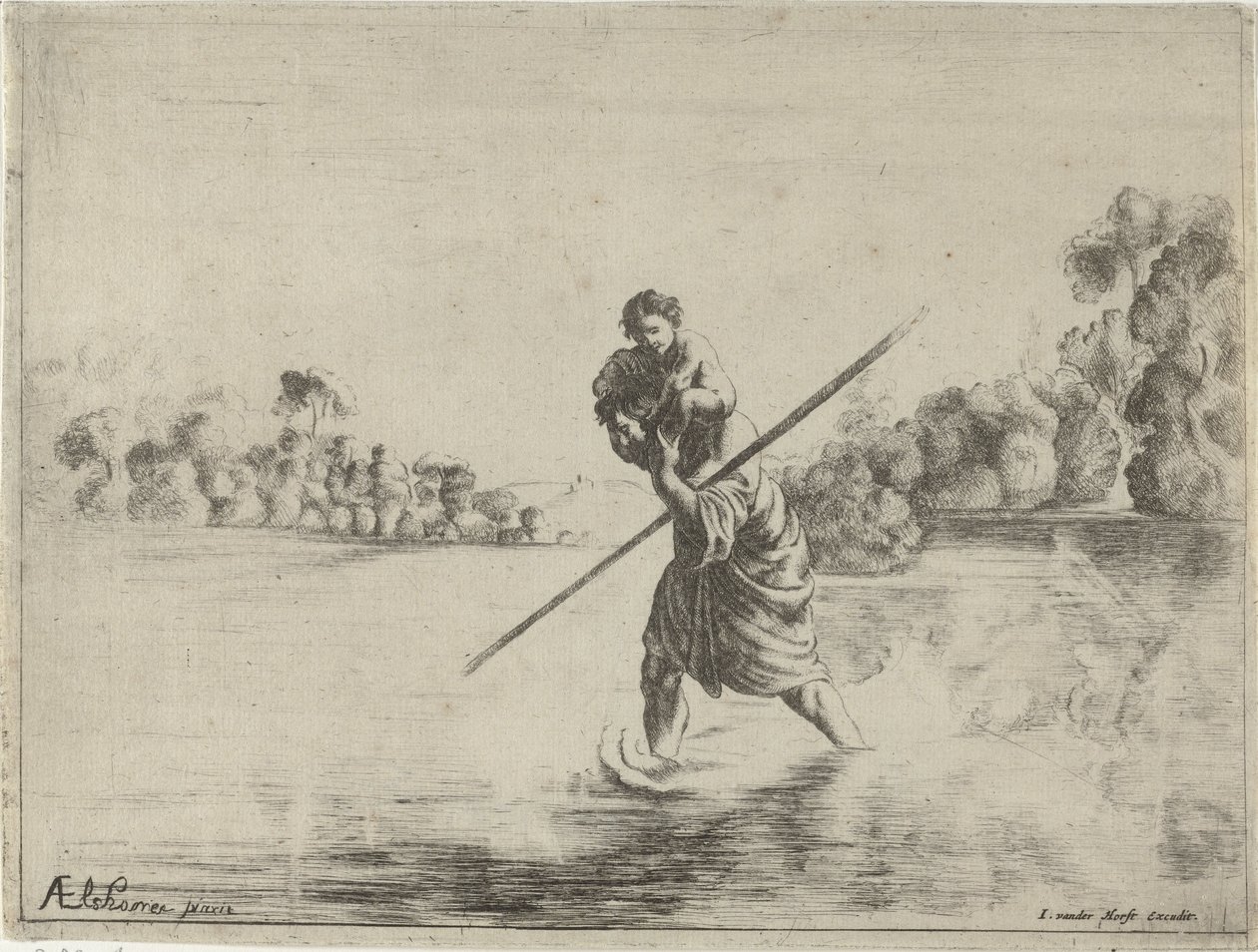 Heiliger Christophorus von After Adam Elsheimer