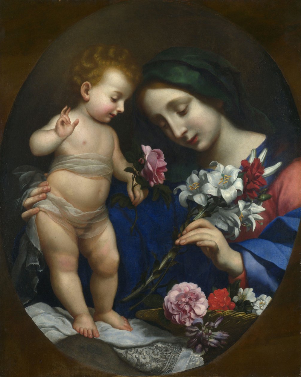 Die Jungfrau und das Kind mit Blumen von after Carlo Dolci