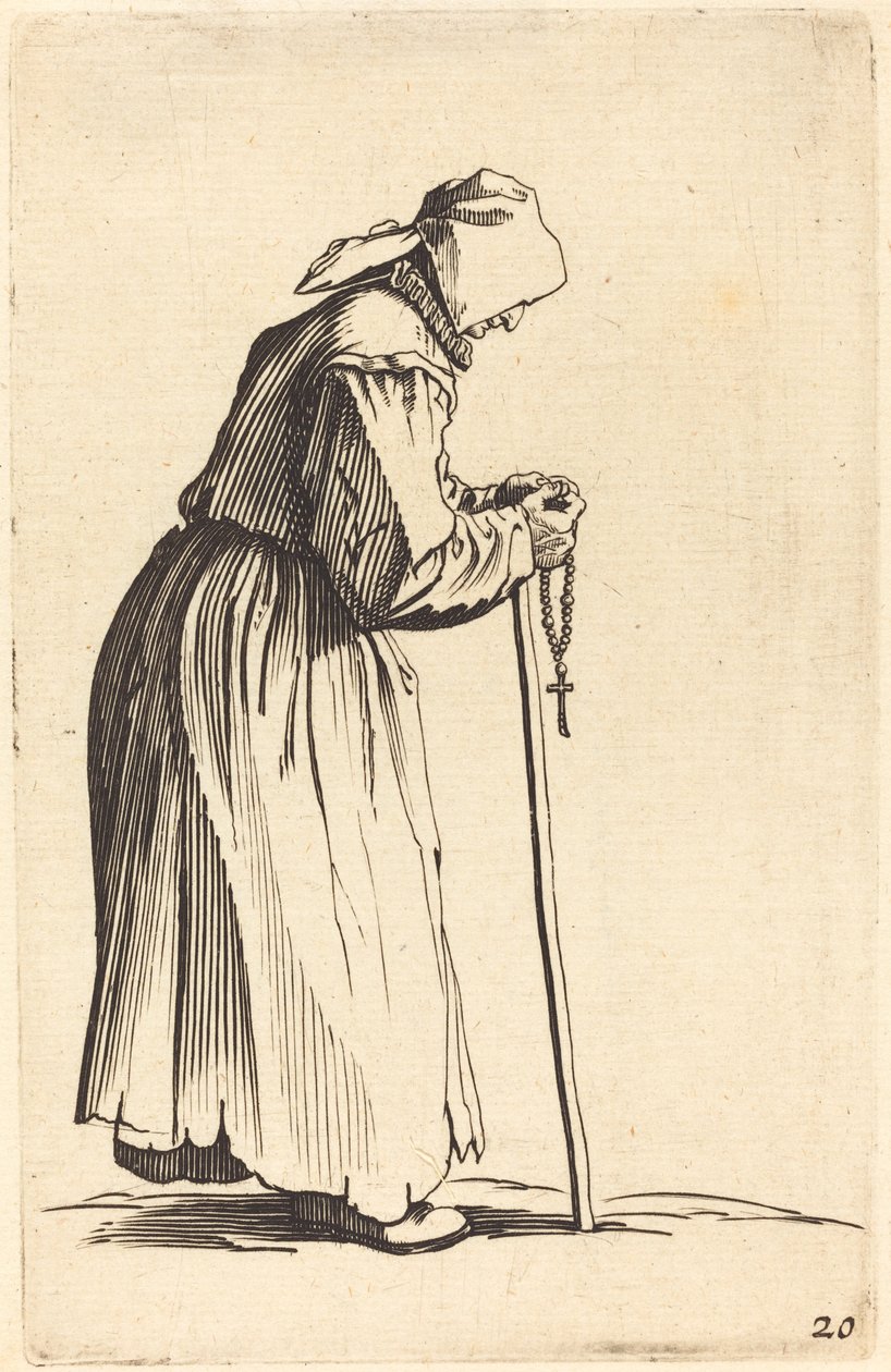 Bettlerin mit Rosenkranz von After Jacques Callot