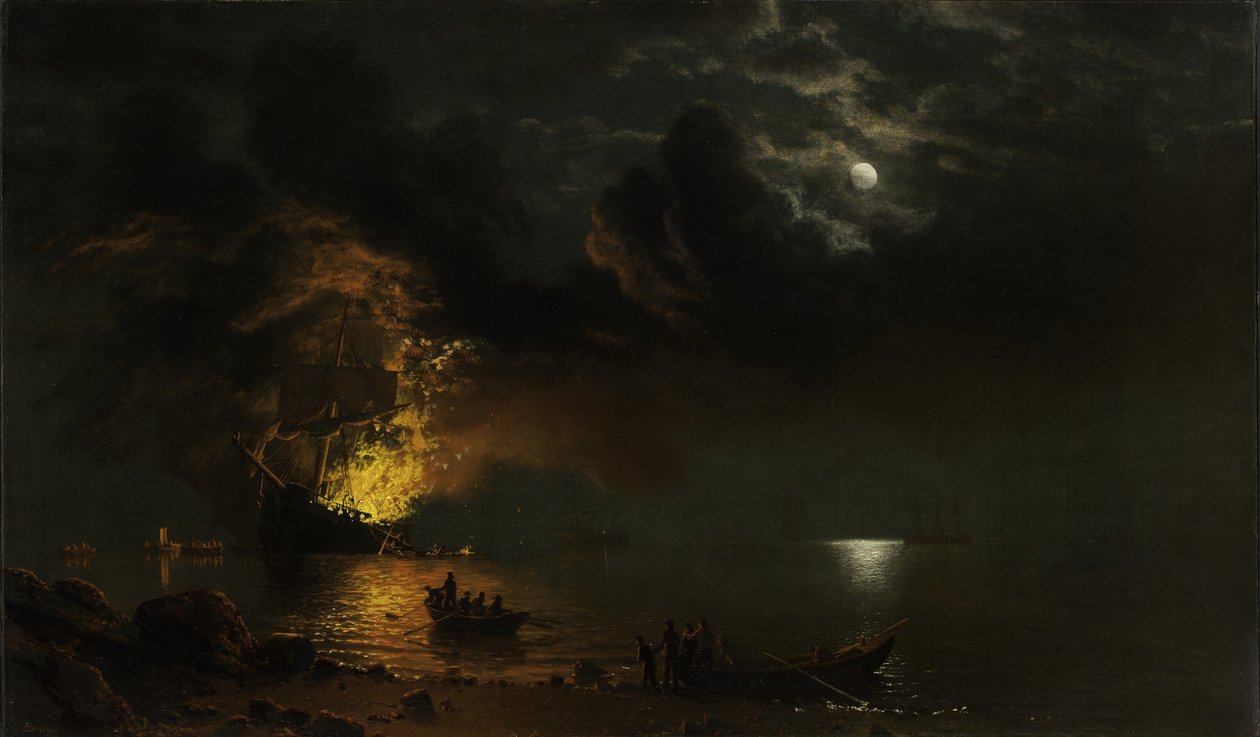 Das brennende Schiff, 1869 von Albert Bierstadt