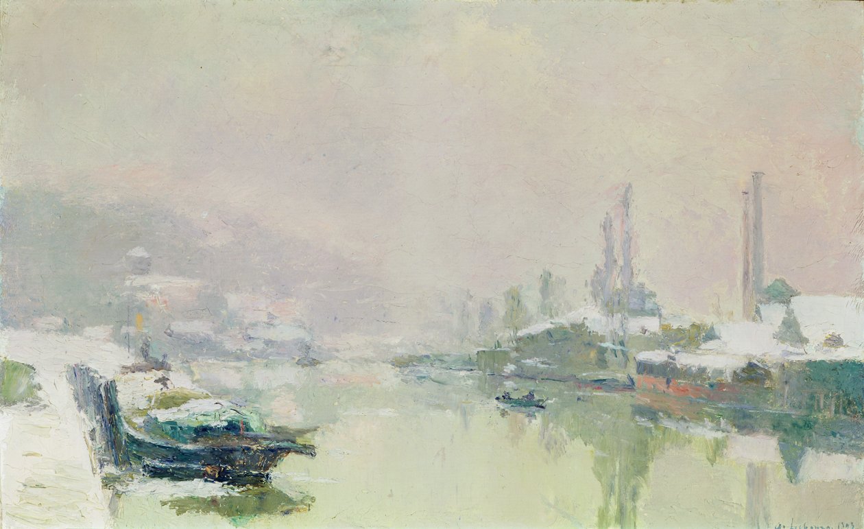 Die Île Lacroix im Schnee, 1893 von Albert Charles Lebourg
