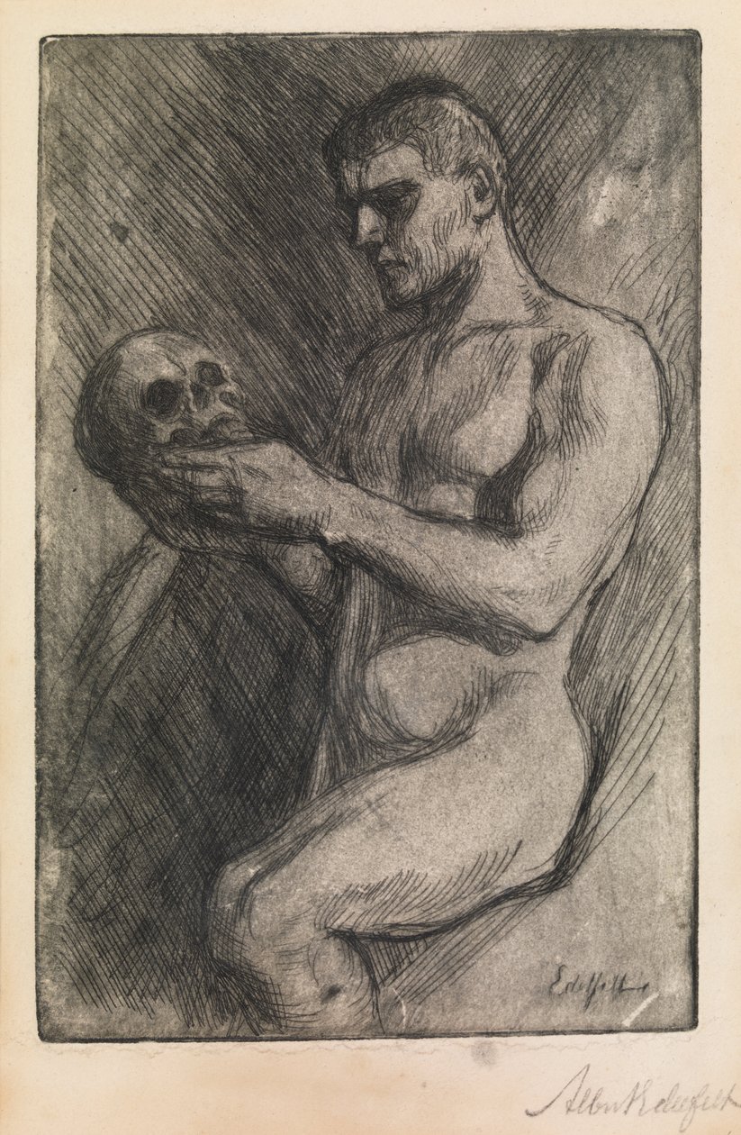 Nackter Mann und Schädel von Albert Gustaf Aristides Edelfelt