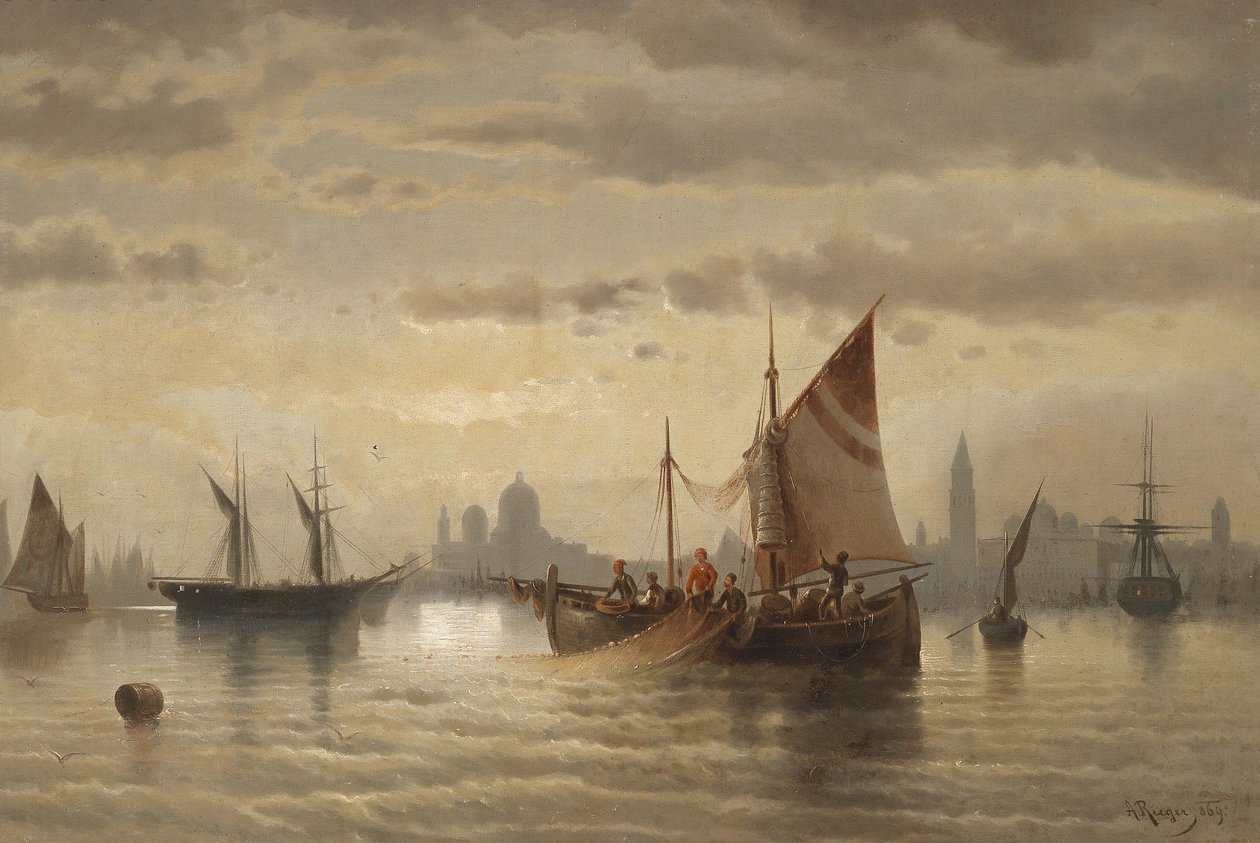 Segelschiffe vor Venedig von Albert Rieger