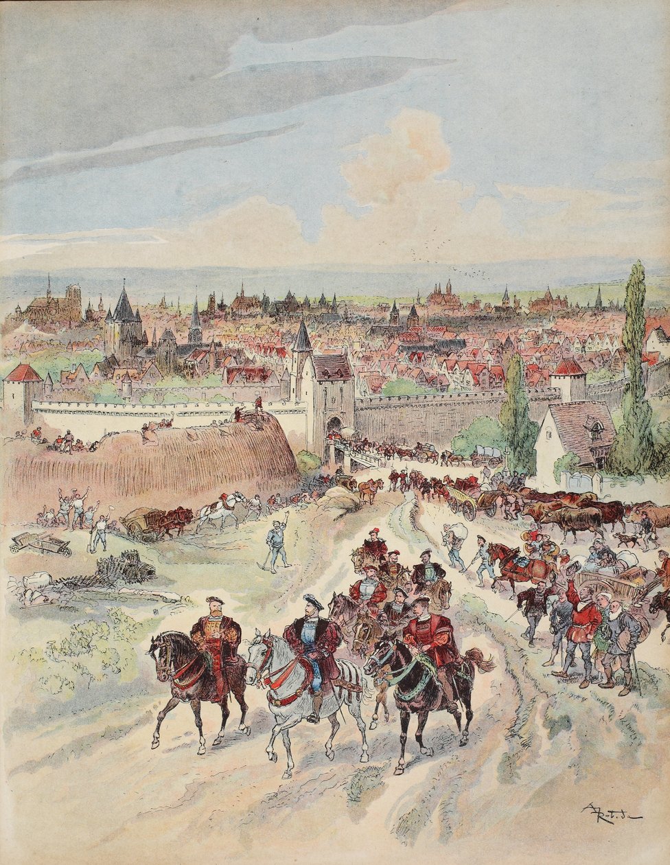 Franz I. inspiziert die Arbeiten an den Befestigungen von Paris, Illustration aus 