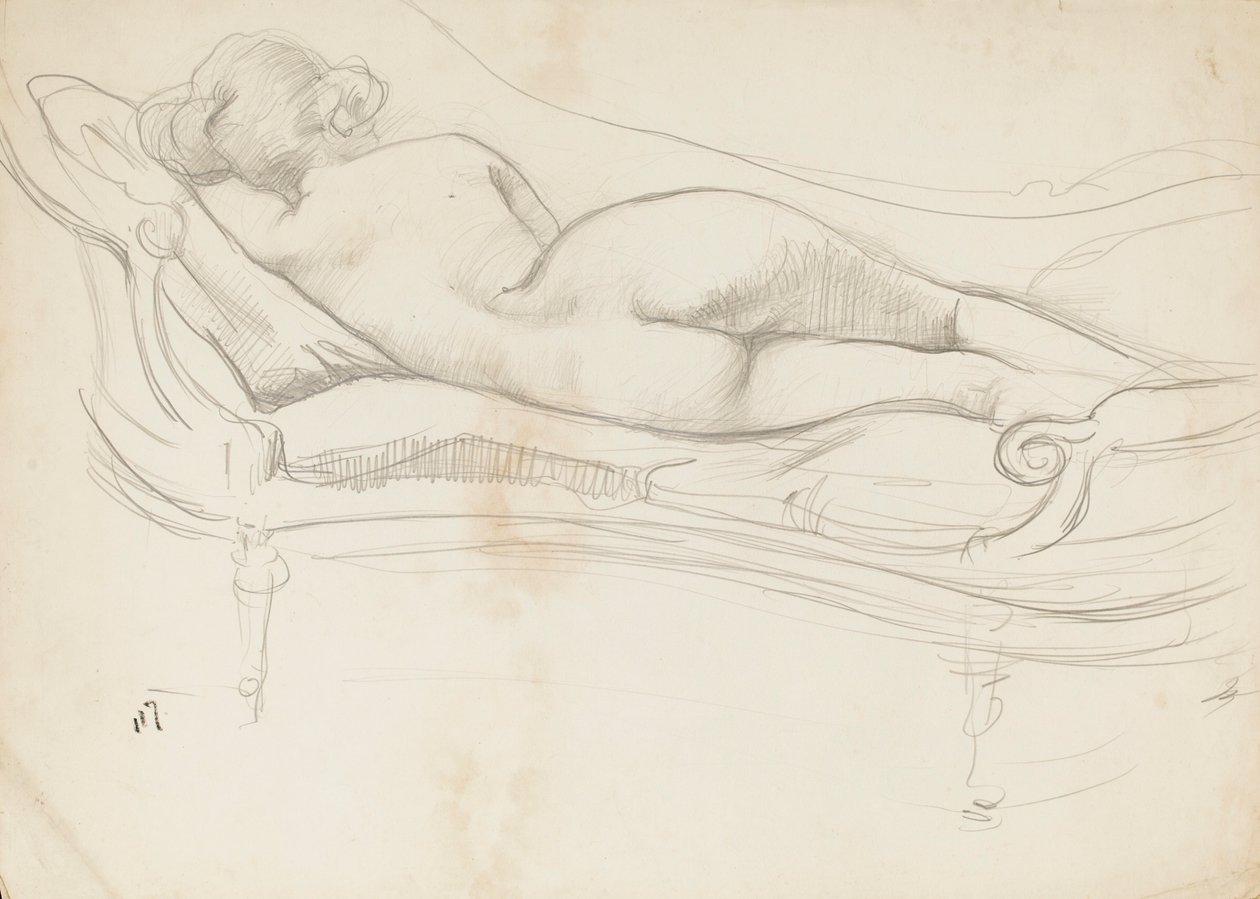 Schlafender Akt auf einem Sofa von Albert de Belleroche