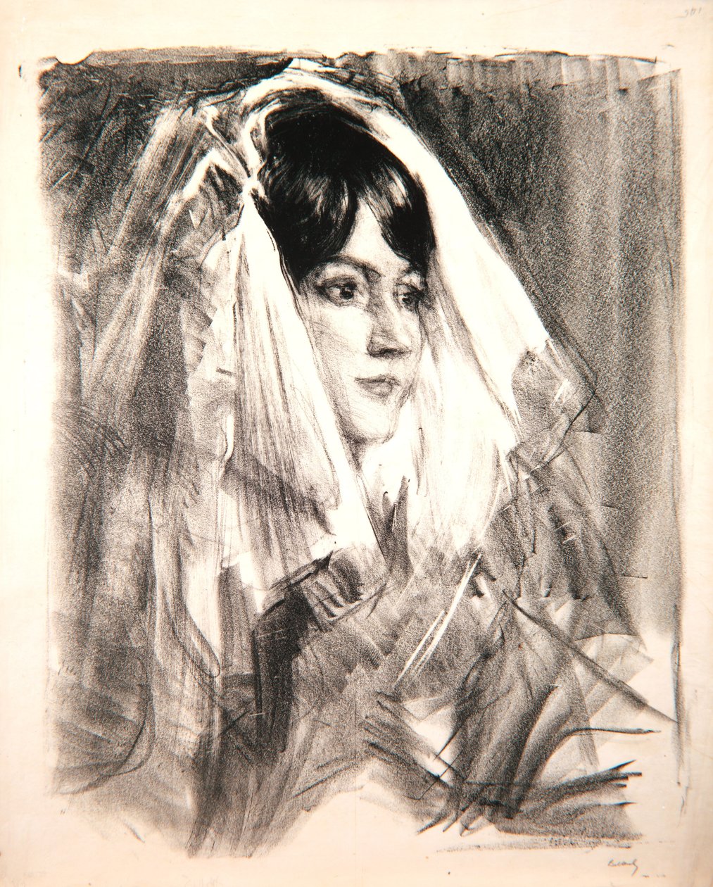 Die Mantilla, Madame Anglada, 1905 von Albert de Belleroche