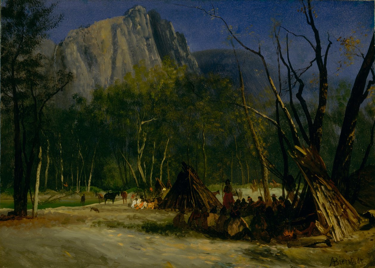 Indianer im Rat, Kalifornien von Albert Bierstadt
