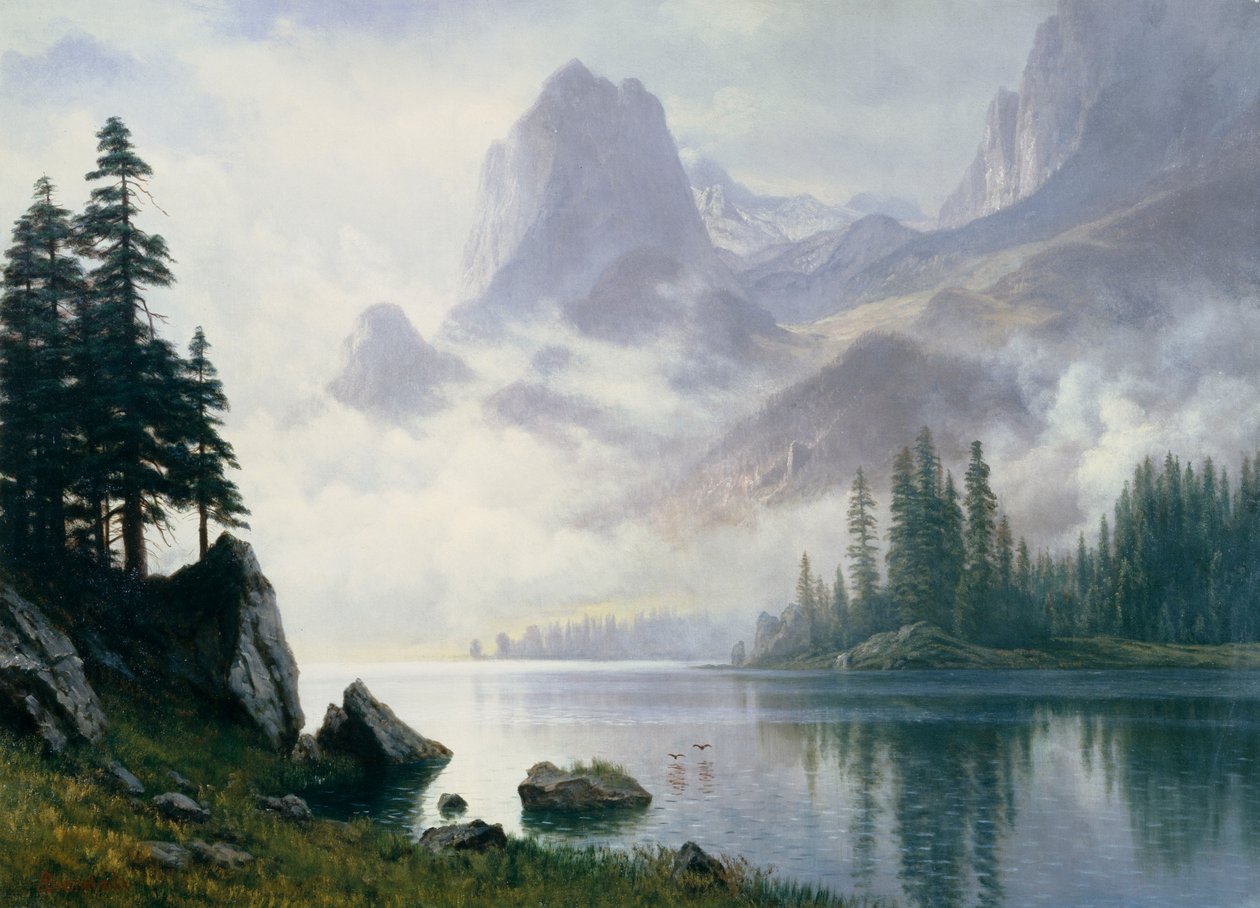Berg aus dem Nebel von Albert Bierstadt