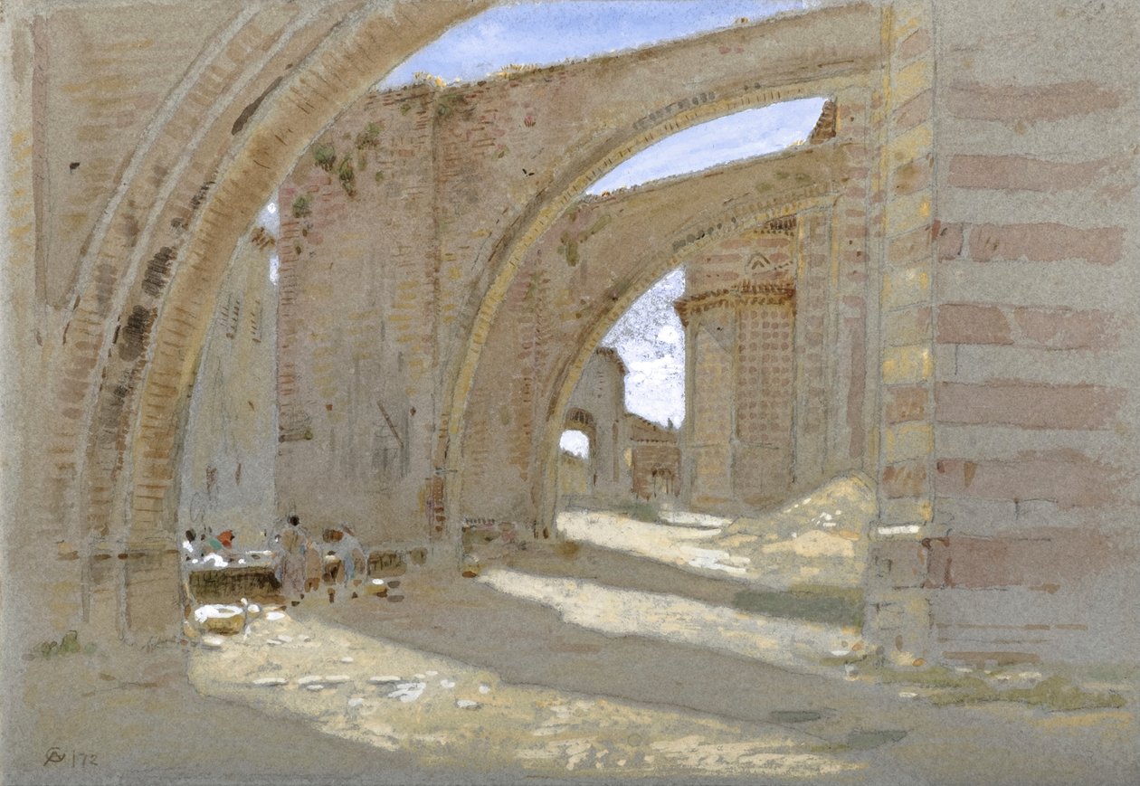 Fliegende Strebepfeiler in Assisi von Albert Goodwin