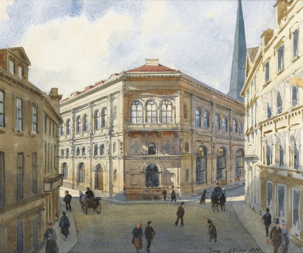 Blick auf die Börse von Riga von Albert Nikolaevich Benois