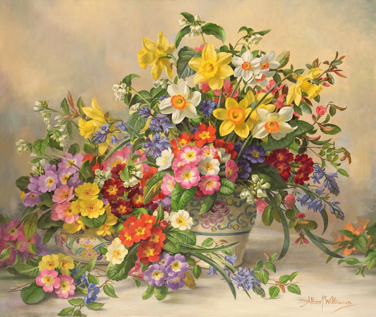 AB/296 Frühlingsblumen und Poole-Keramik von Albert Williams