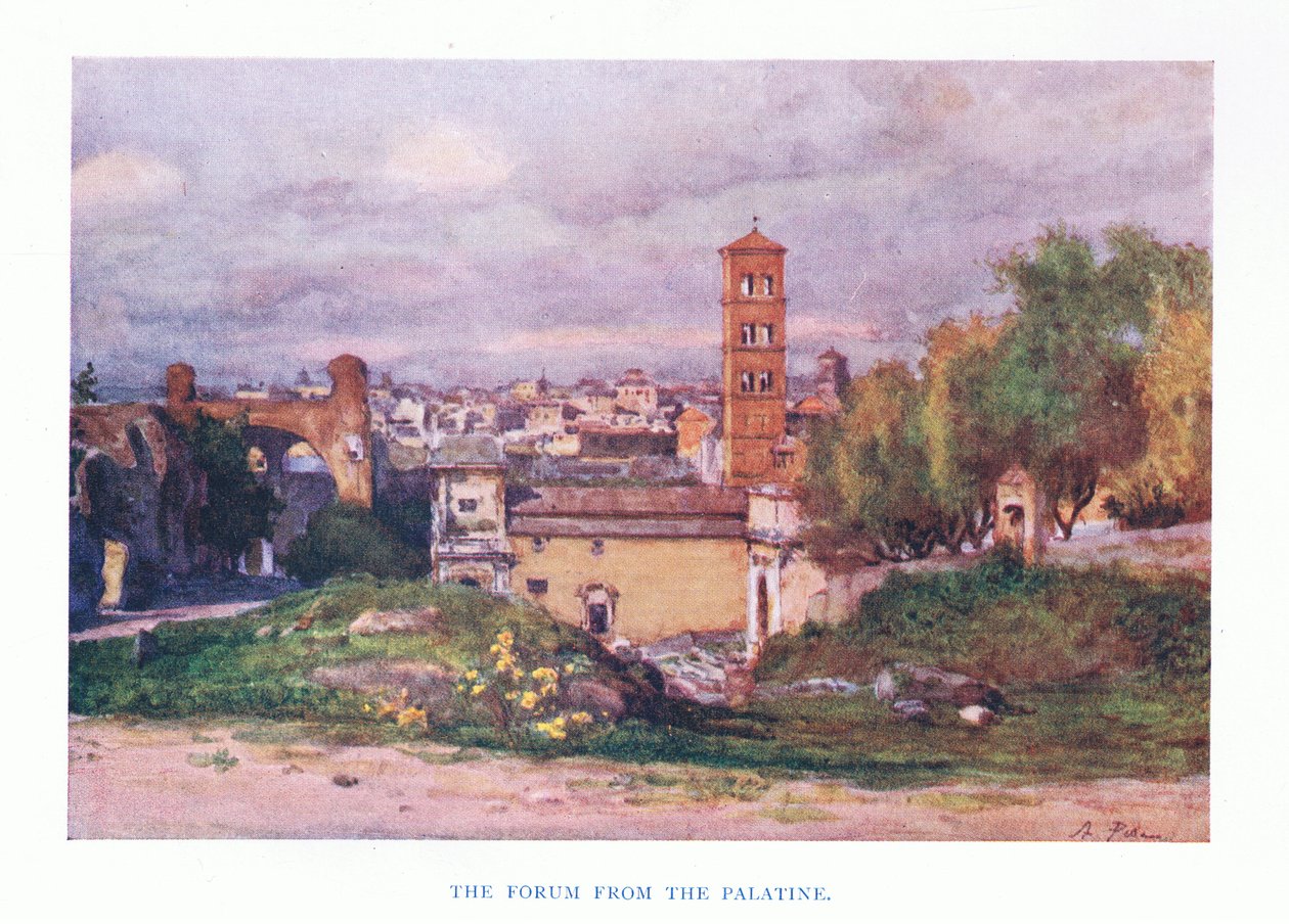 Das Forum, vom Palatin, aus Rom veröffentlicht von A & C Black Ltd, 1925 von Alberto Pisa