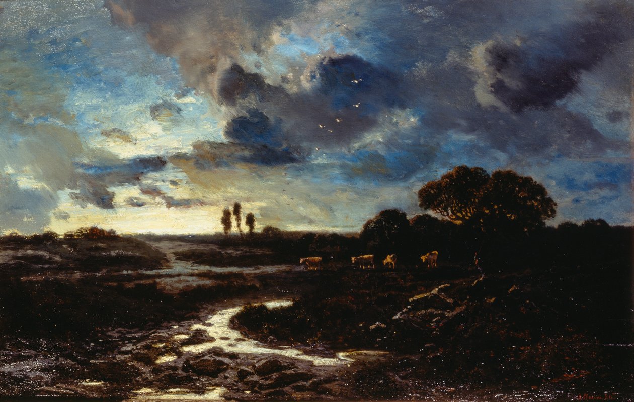 Weide in der französischen Landschaft von Alberto Pasini