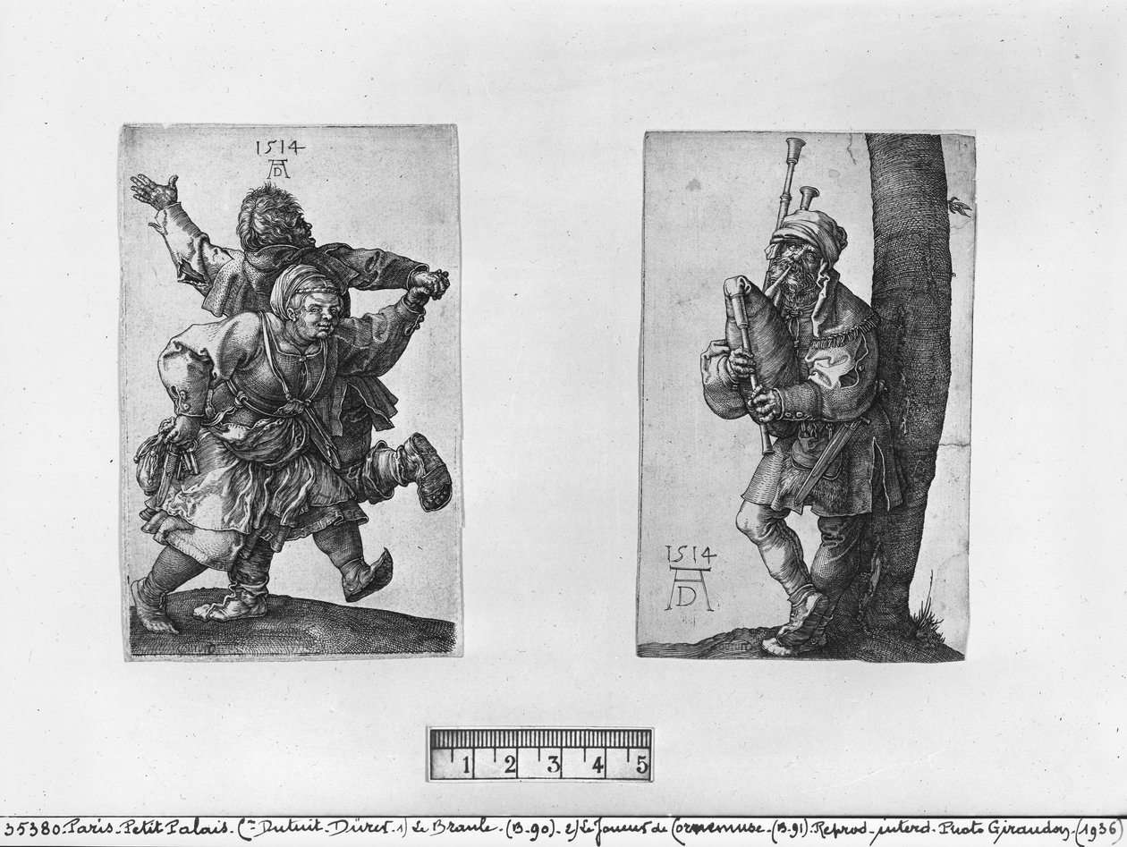 Tanzende Bauern und ein Dudelsackspieler von Albrecht Dürer