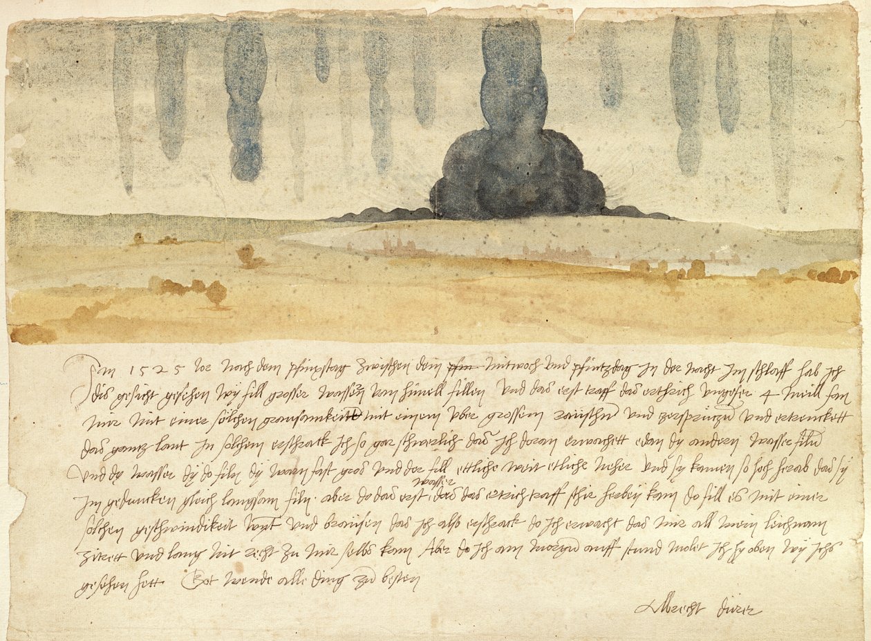 Traumlandschaft mit Text, 1526 von Albrecht Dürer