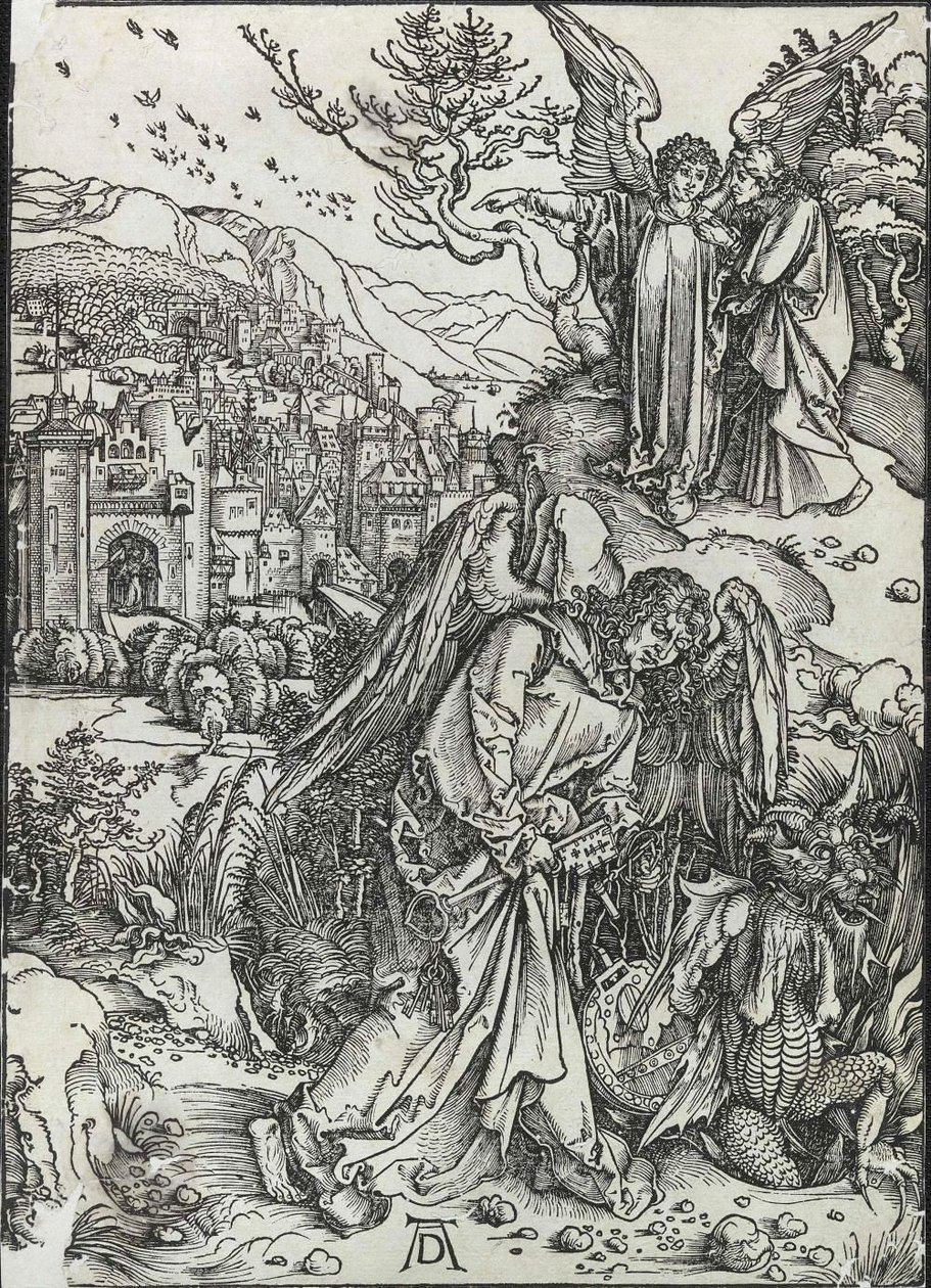 Der Engel mit dem Schlüssel des Abgrunds von Albrecht Dürer