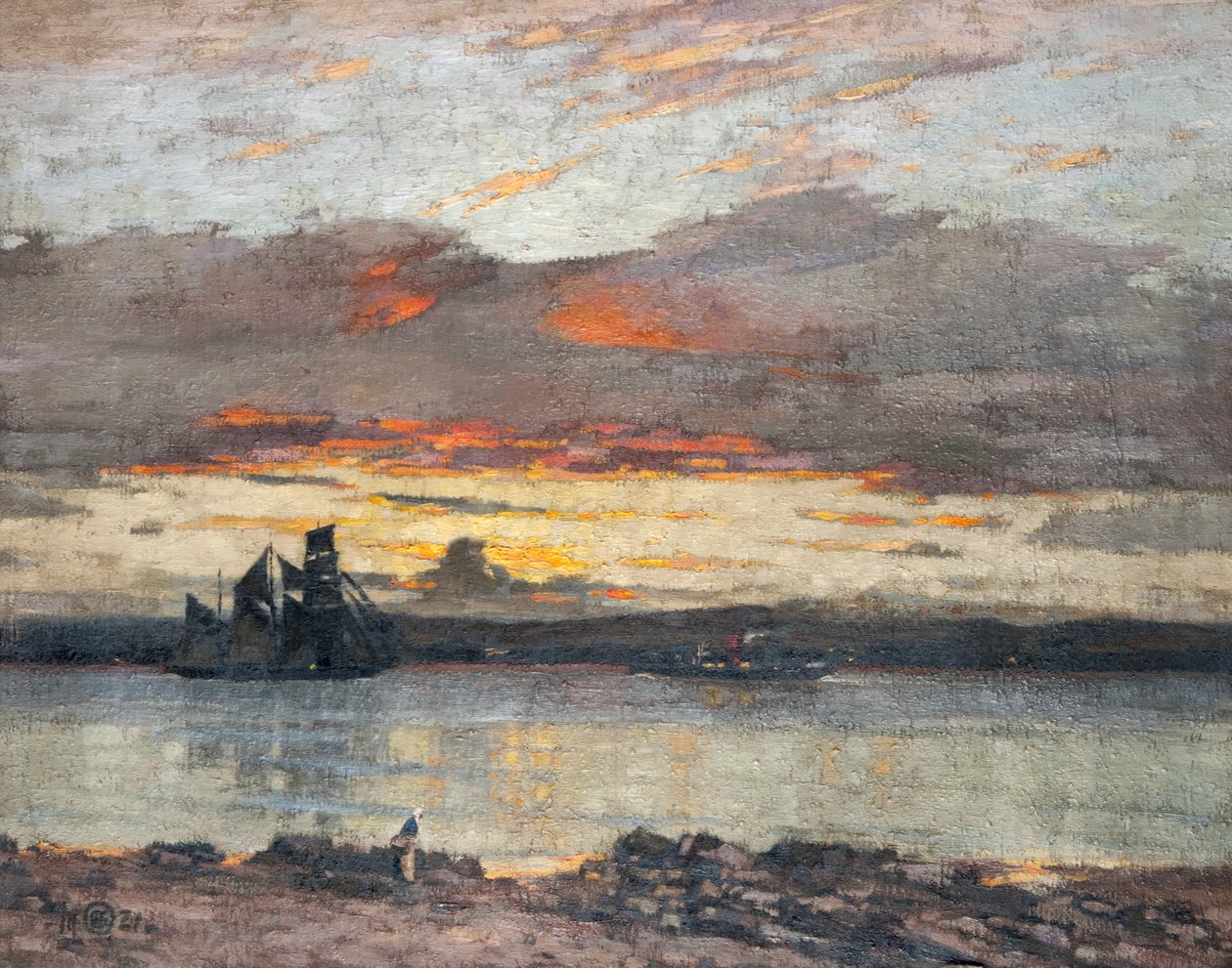 Sonnenuntergang am Tay [Blick auf Dundee] von Alec Grieve