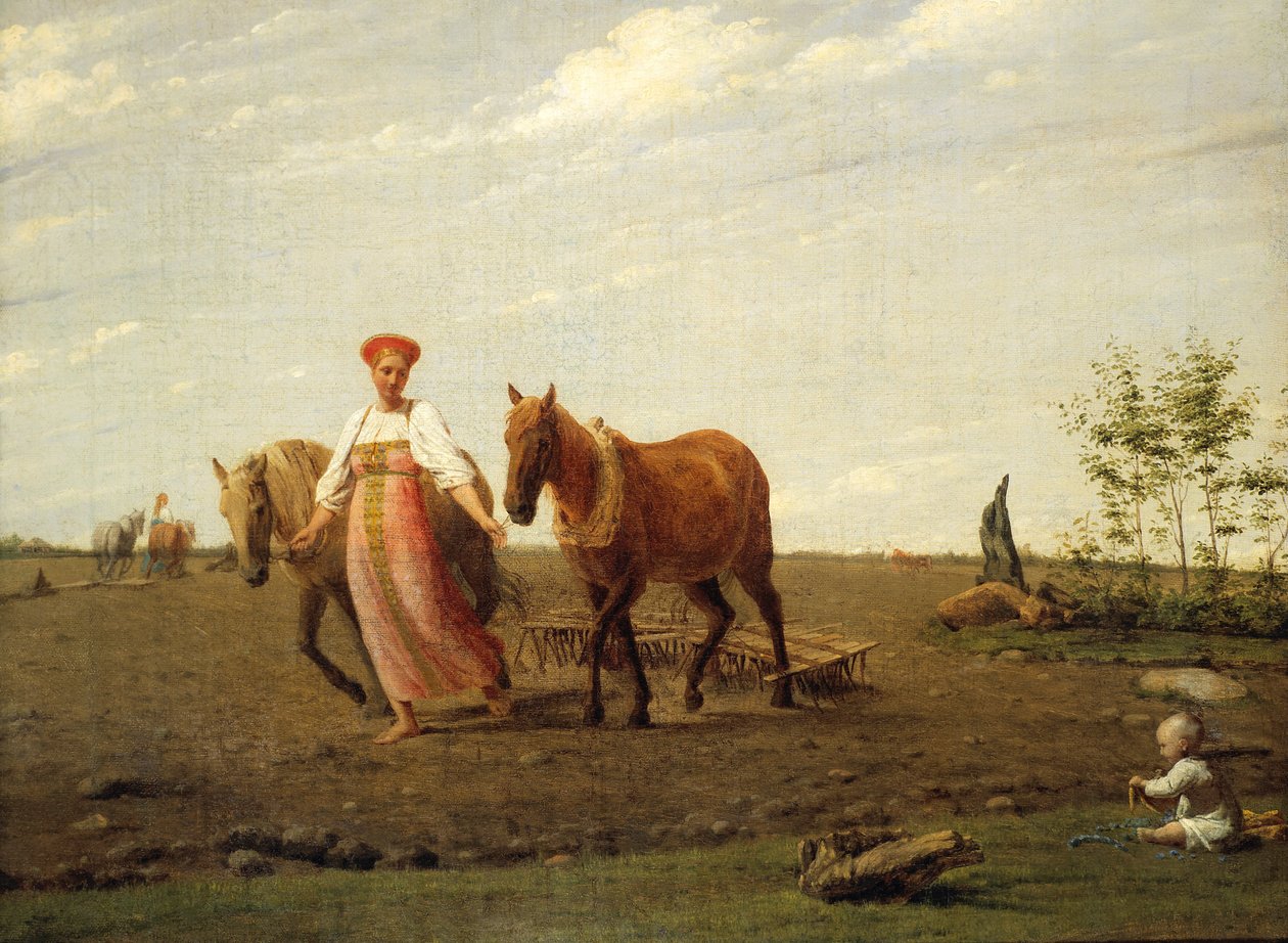 Auf dem gepflügten Feld. Frühling von Aleksei Gavrilovich Venetsianov