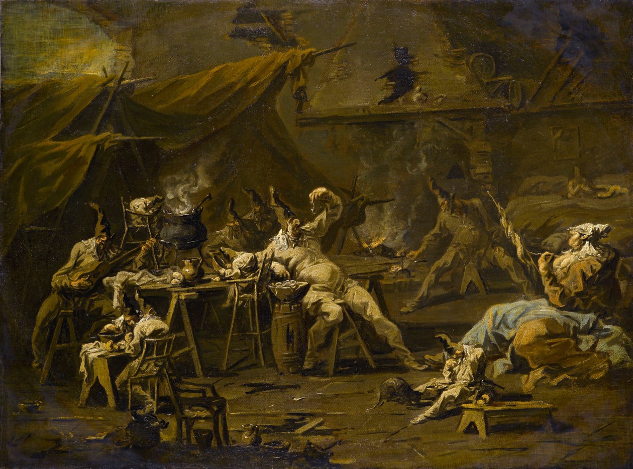 Das Abendessen von Pulcinella und Colombina, ca. 1725-1730 von Alessandro Magnasco