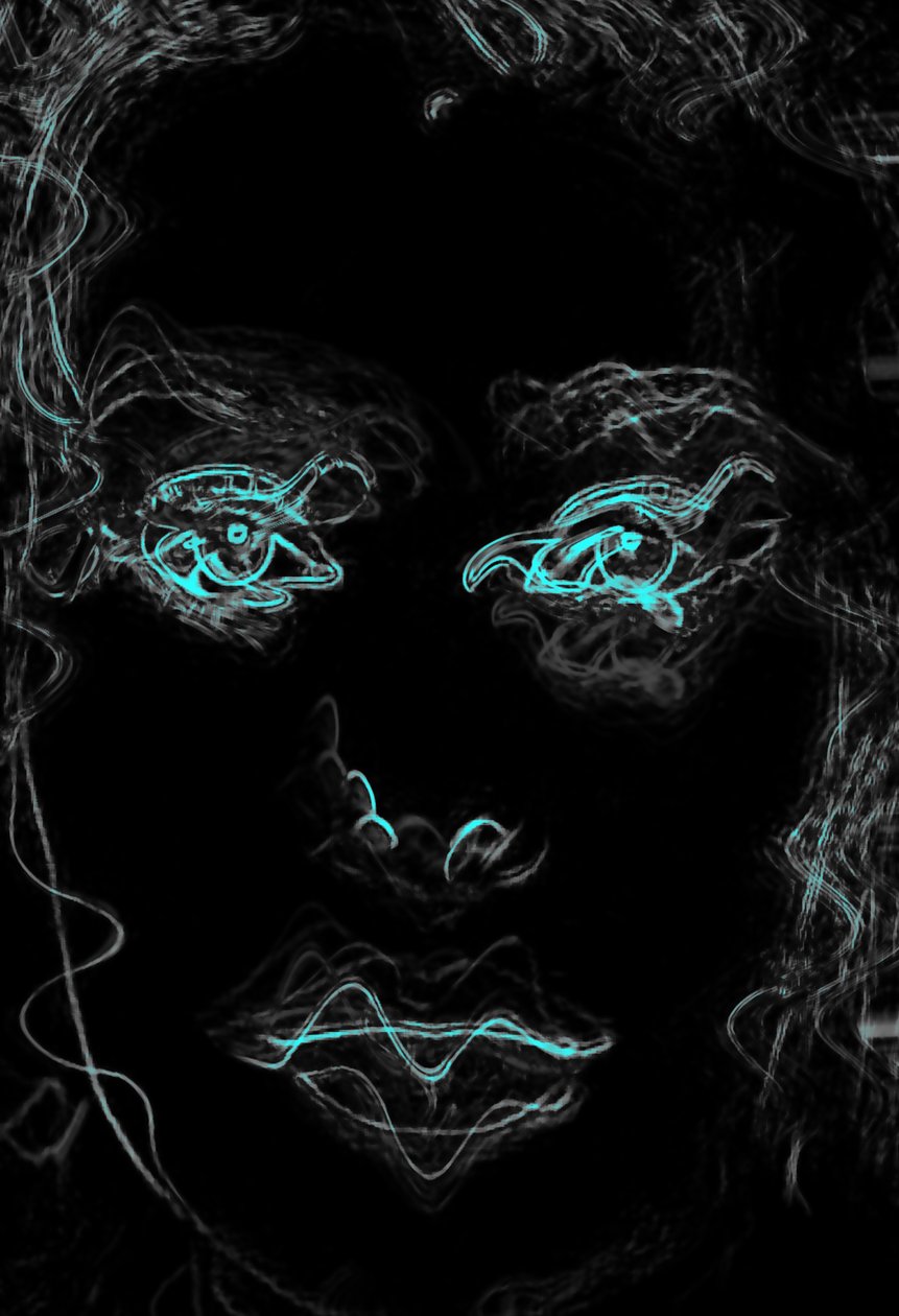 Blaue Augen Gesicht, 2020 von Alex Caminker