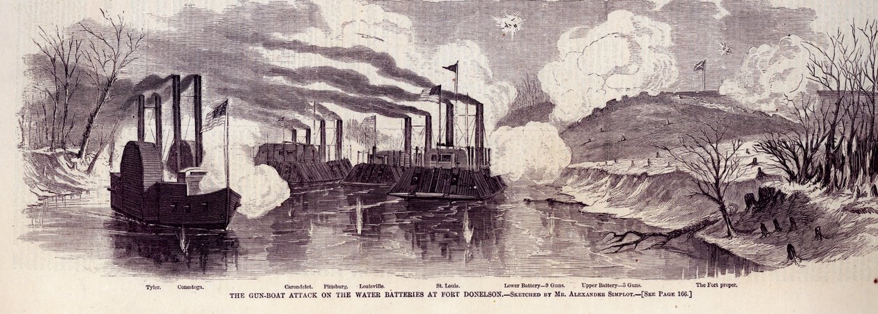 Der Angriff der Kanonenboote auf die Wasserbatterien bei Fort Donelson von Alexander Simplot