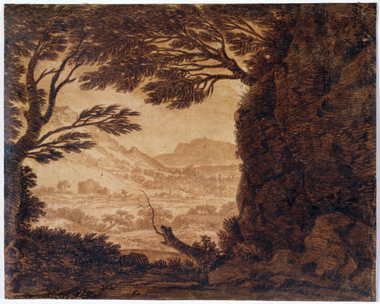 Klassische Landschaft, Mitte des 18. Jahrhunderts von Alexander Cozens