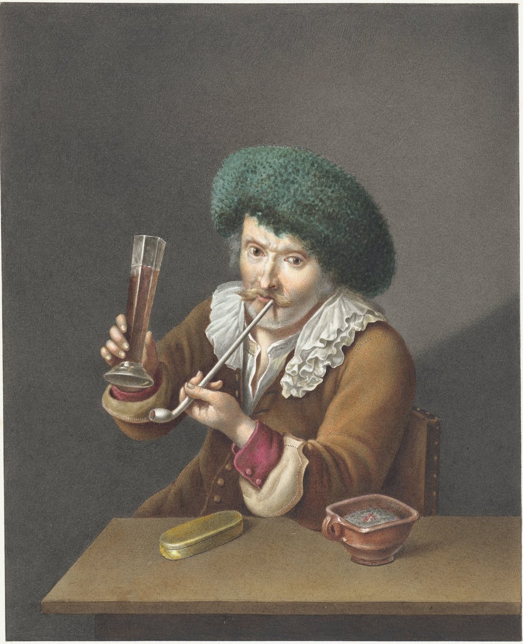 Sitzender Mann mit Glas und Pfeife von Alexander Liernur