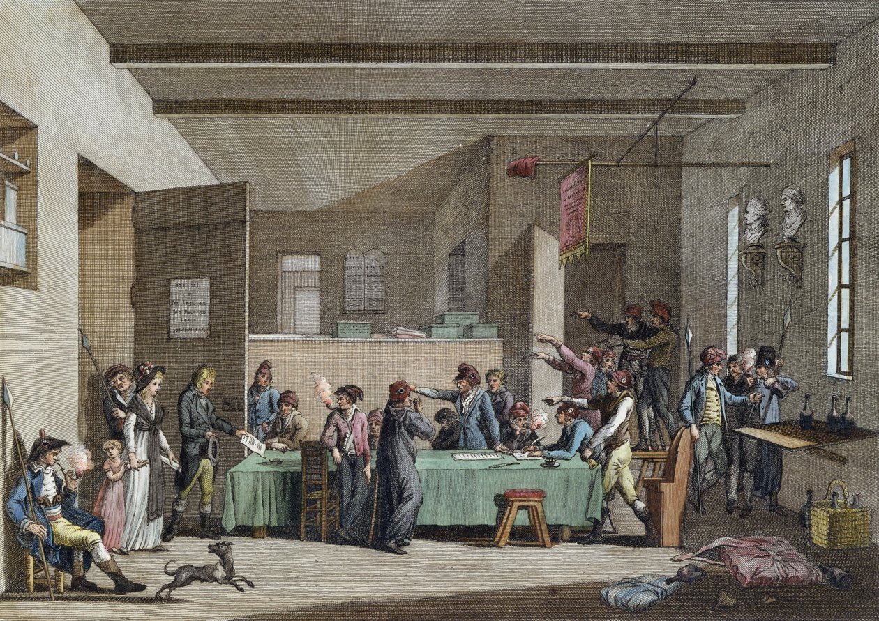 Innenansicht eines Revolutionskomitees 1792-93 von Alexandre Evariste Fragonard