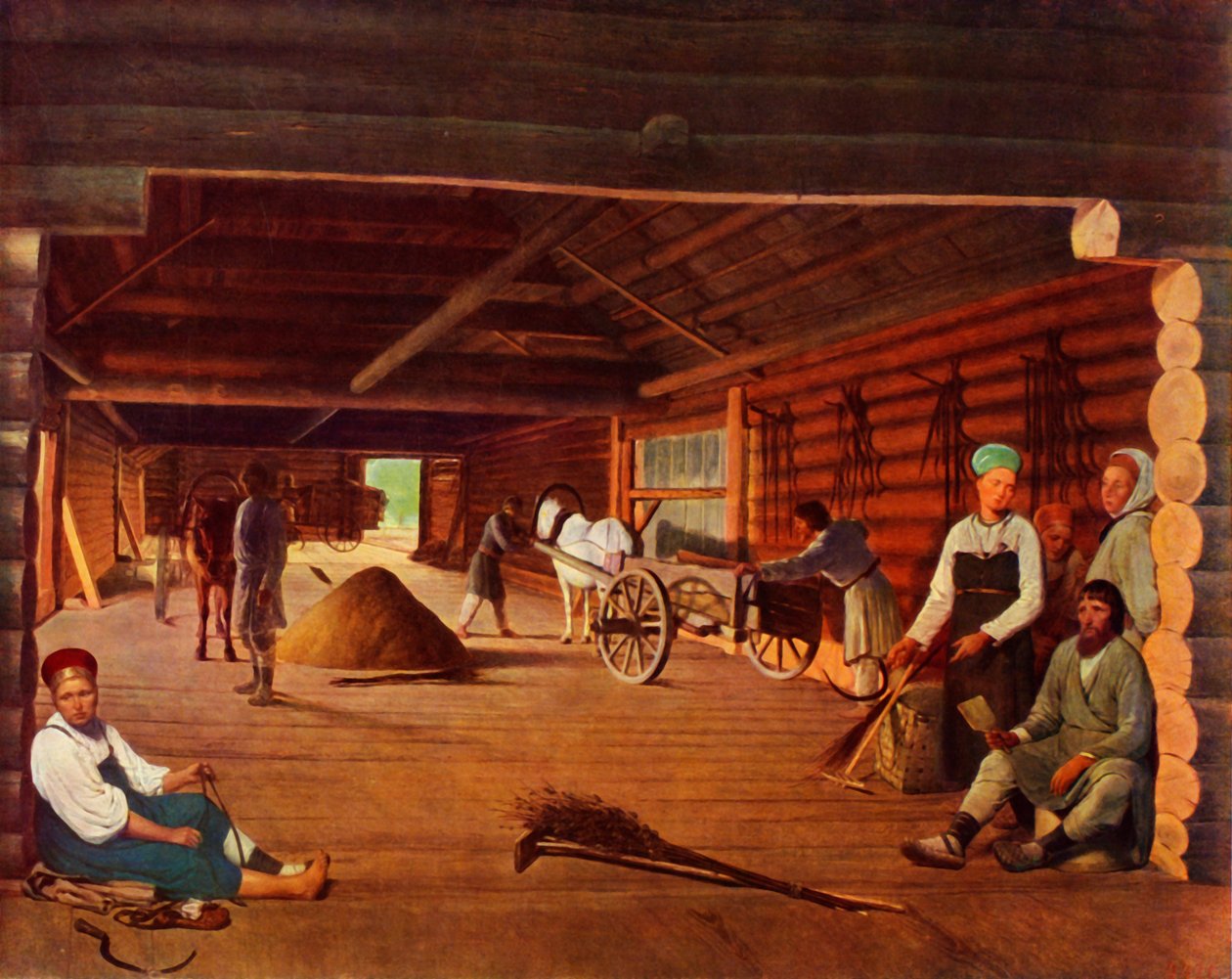 Getreide dreschen, um 1821, 1965 von Alexey Venetsianov