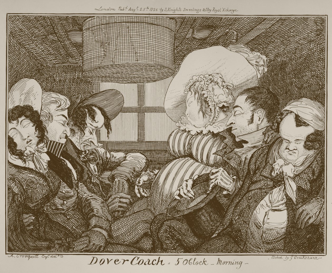 Dover-Kutsche, 5 Uhr morgens, geätzt von George Cruikshank, 1826 von Alfred Crowquill