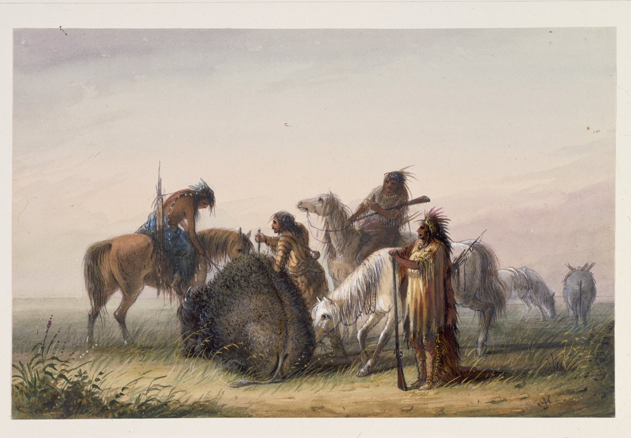Versorgung des Lagers mit Büffelfleisch von Alfred Jacob Miller