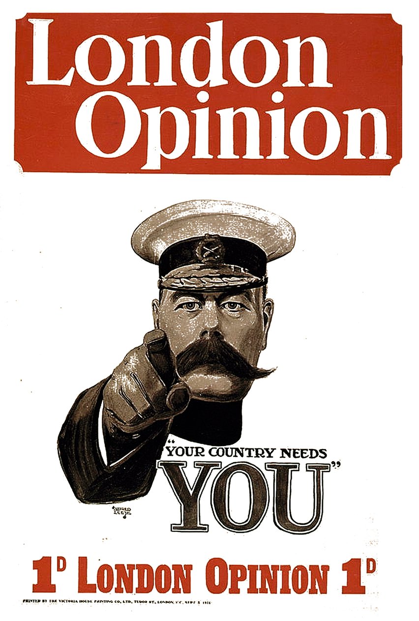 Dein Land braucht DICH, Poster für die London Opinion, 1914 von Alfred Leete